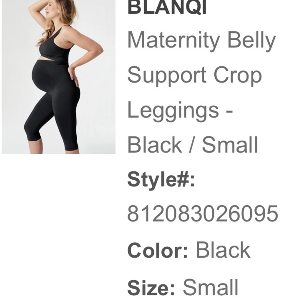 Blanqi Maternity Belly Support Cropped Leggings Black Small